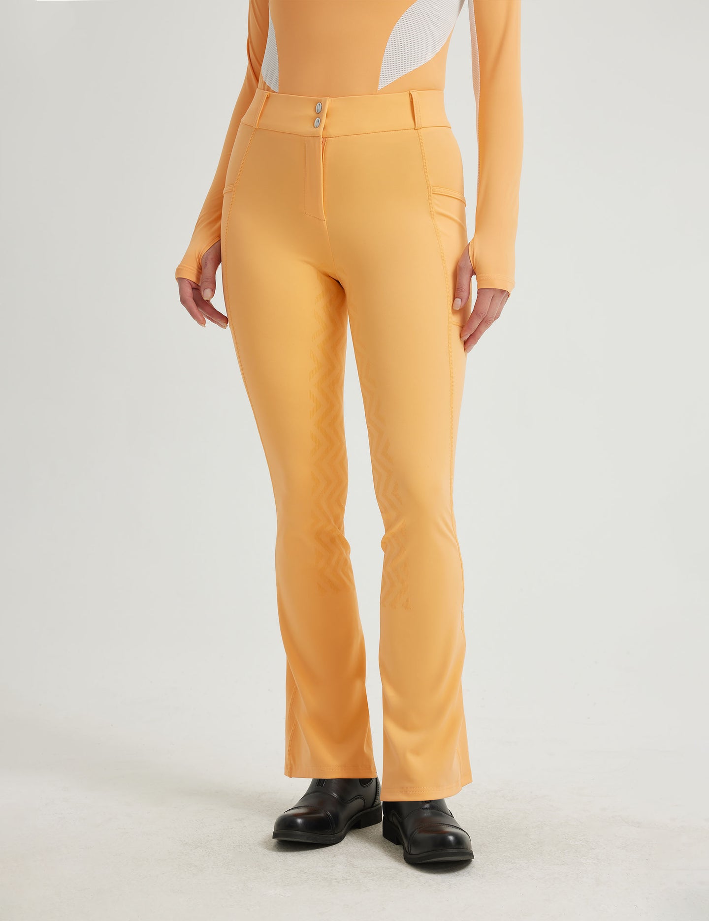 Pantalones de montar con corte acampanado y cintura abotonada para mujer
