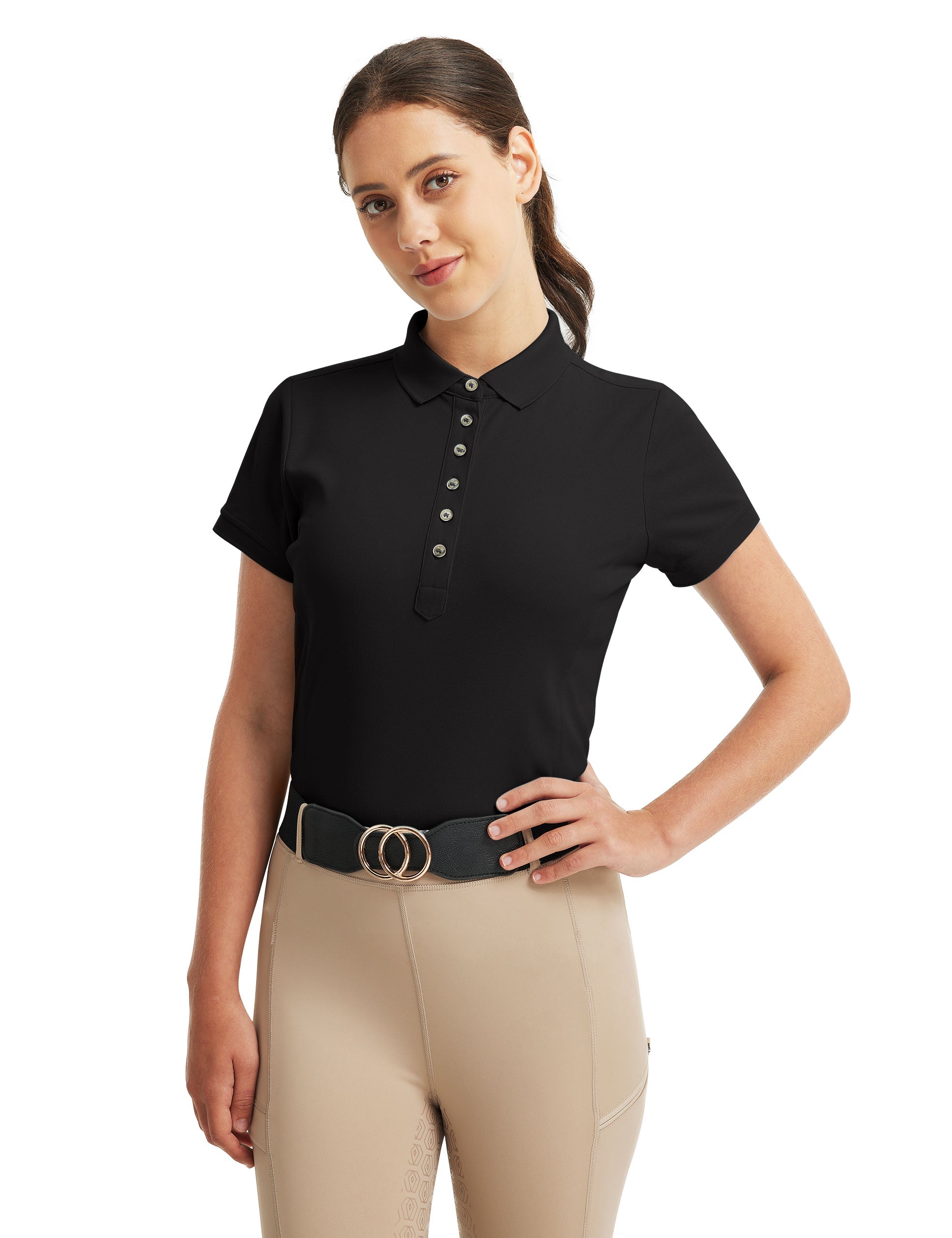 Women T-shirt Polo Collar with Buttons