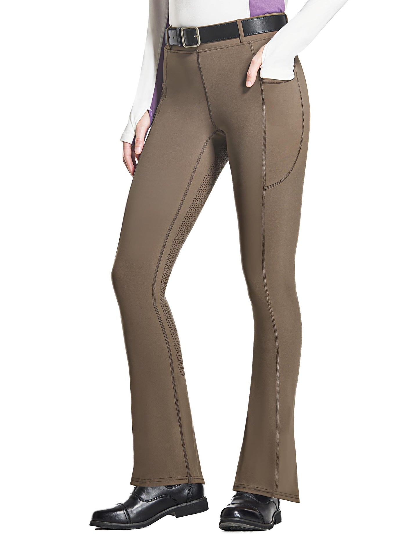 Pantalones de equitación con asiento completo para mujer, medias de equitación con bolsillos, pantalones ecuestres