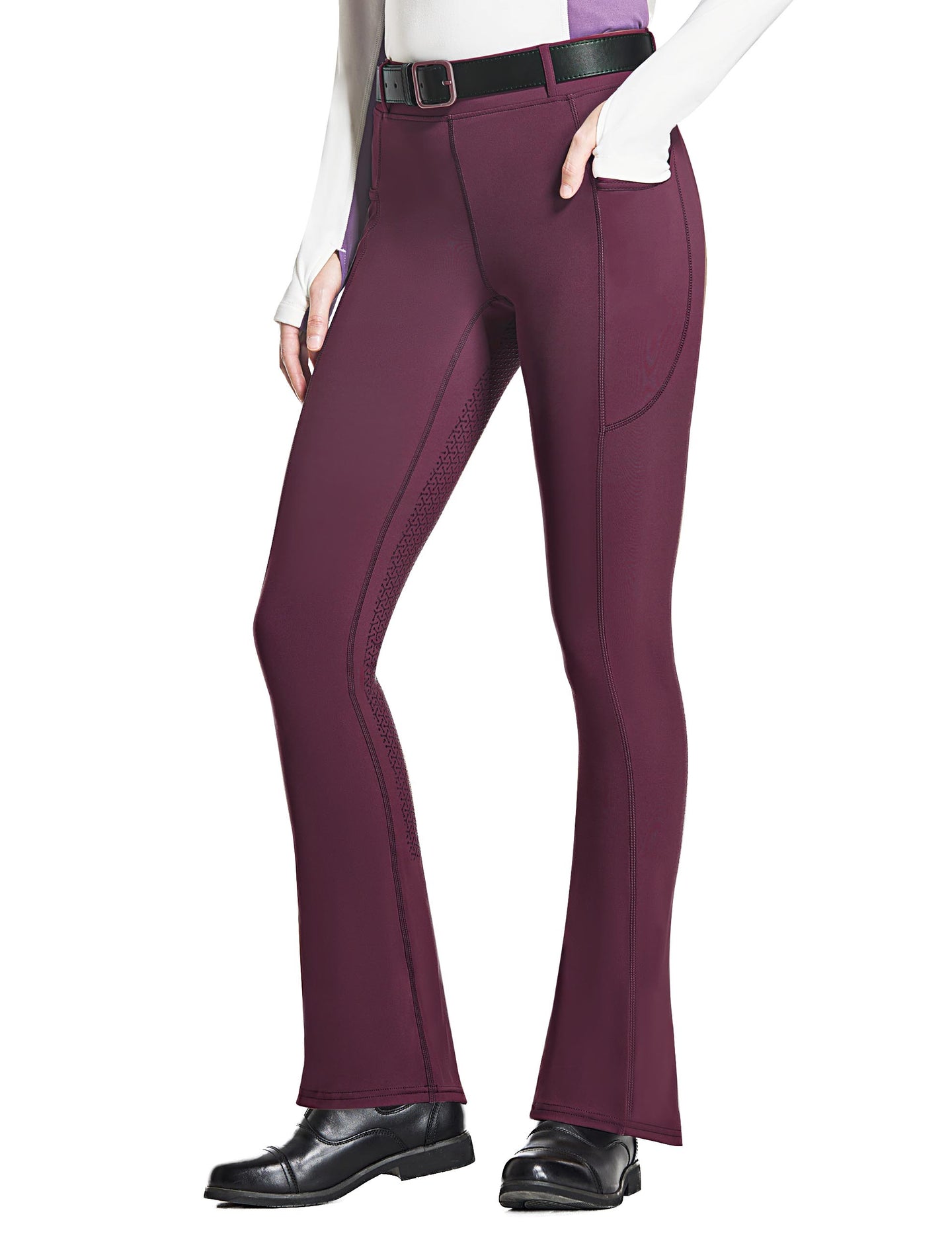Pantalones de montar con corte de bota y asiento completo para mujer