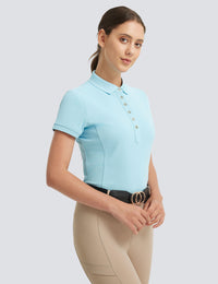 Women T-shirt Polo Collar with Buttons