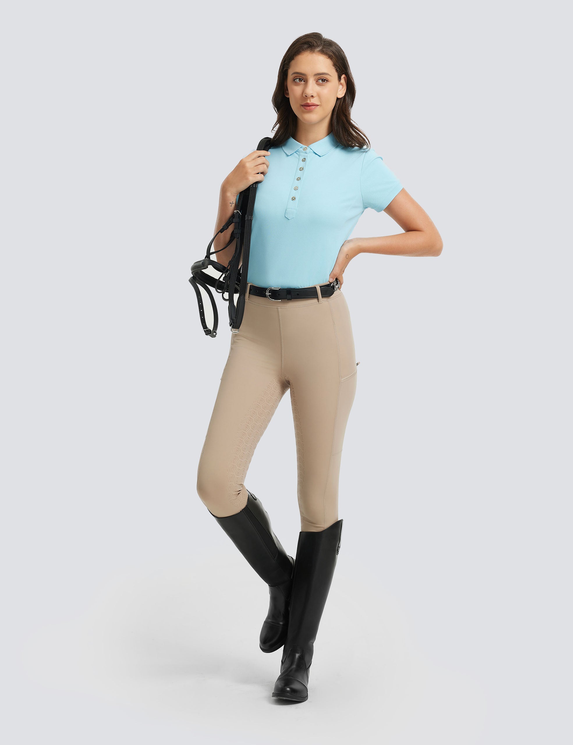 Women T-shirt Polo Collar with Buttons