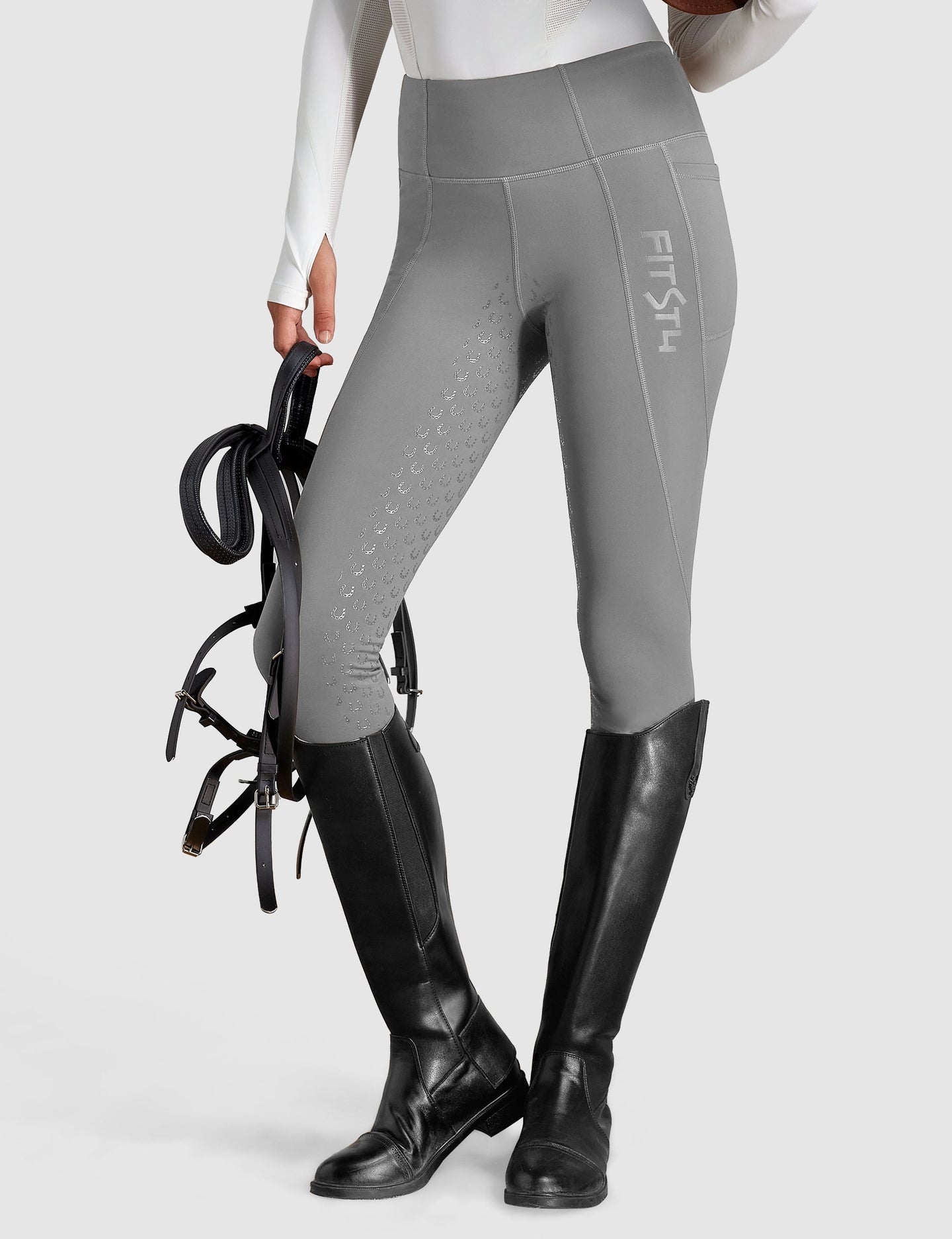 Pantalones de montar para mujer con cintura alta y forro polar