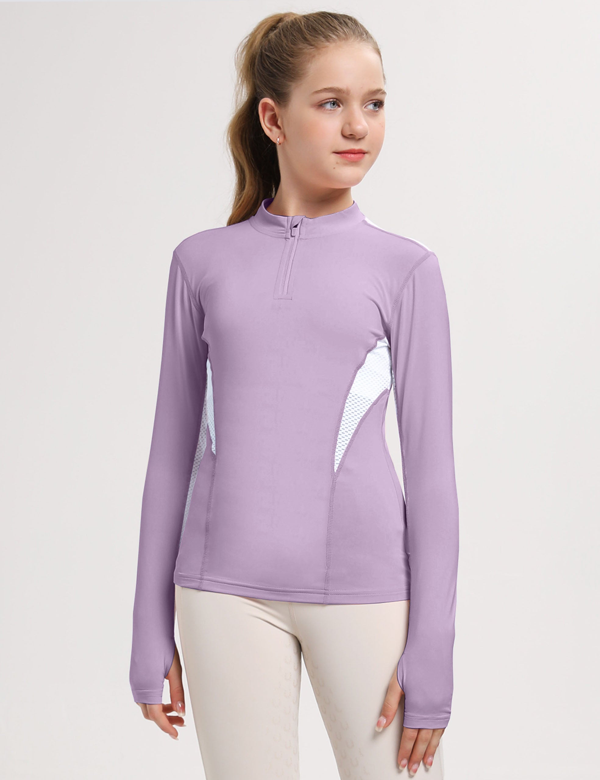 Girls Long Sleeve Shirt with Thumbholes
