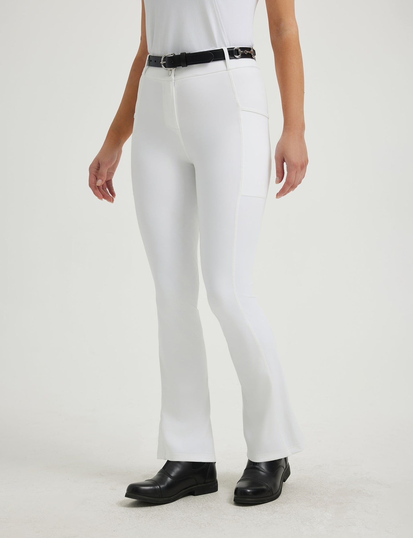 Pantalones de montar con corte acampanado y cintura abotonada para mujer