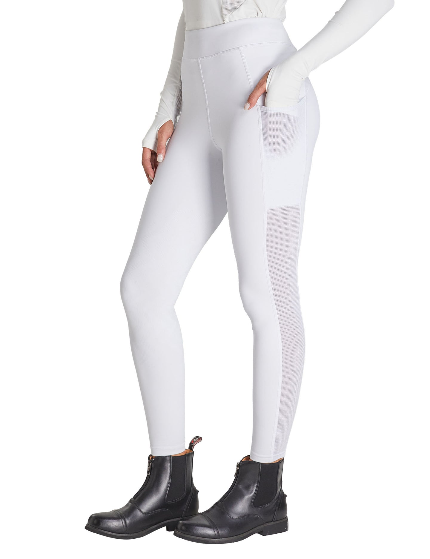 Pantalones de mujer con parche de rodilla y malla