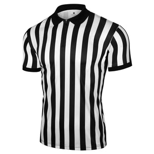 Men's Official Referee Shirt Zipper Collared T-shirts Umpire Jersey Costume Pro Ref Uniform