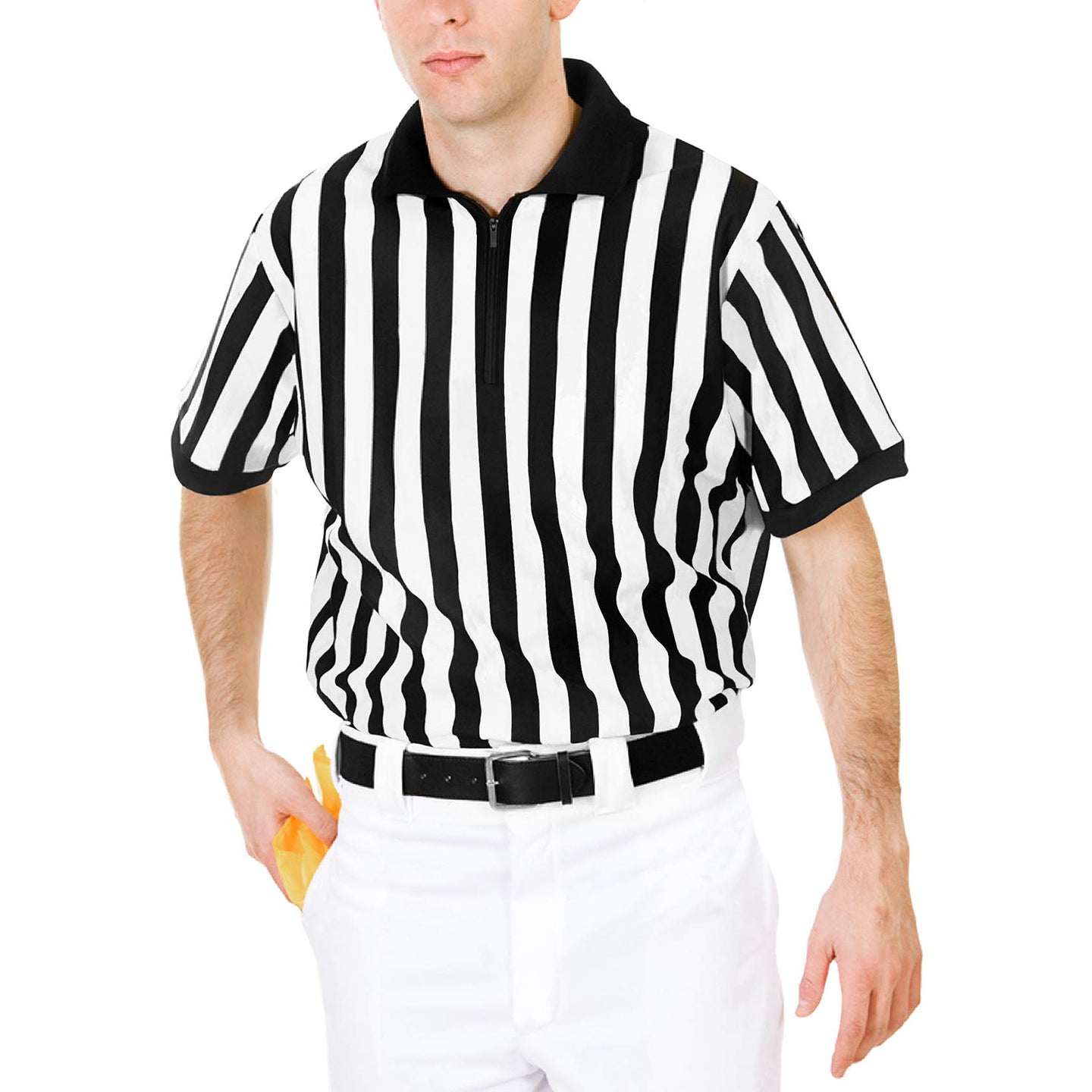 Offizielles Schiedsrichter-Shirt für Herren, T-Shirts mit Reißverschlusskragen, Schiedsrichter-Trikot, Kostüm, Profi-Schiedsrichter-Uniform 