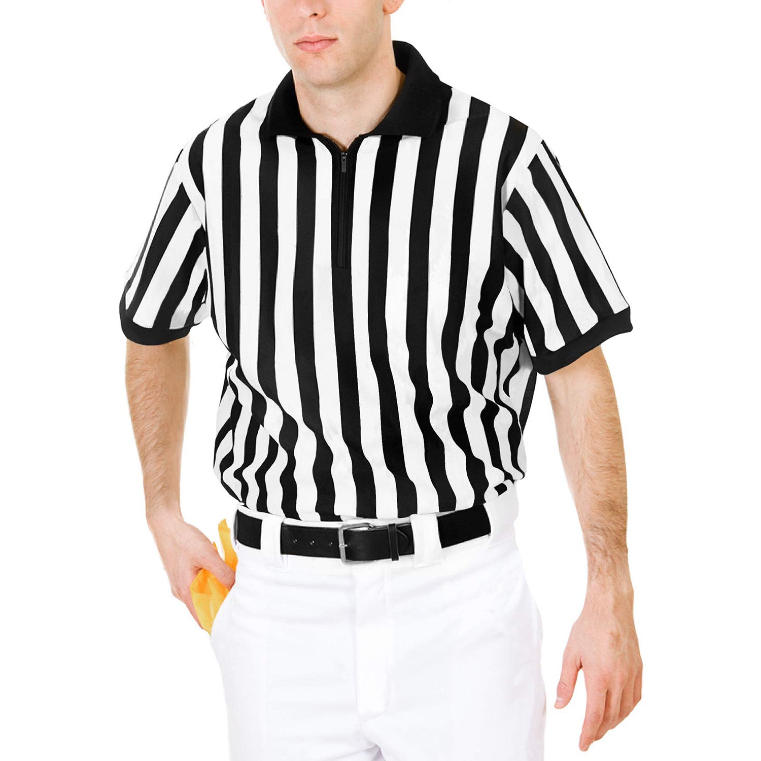 Offizielles Schiedsrichter-Shirt für Herren, T-Shirts mit Reißverschlusskragen, Schiedsrichter-Trikot, Kostüm, Profi-Schiedsrichter-Uniform 