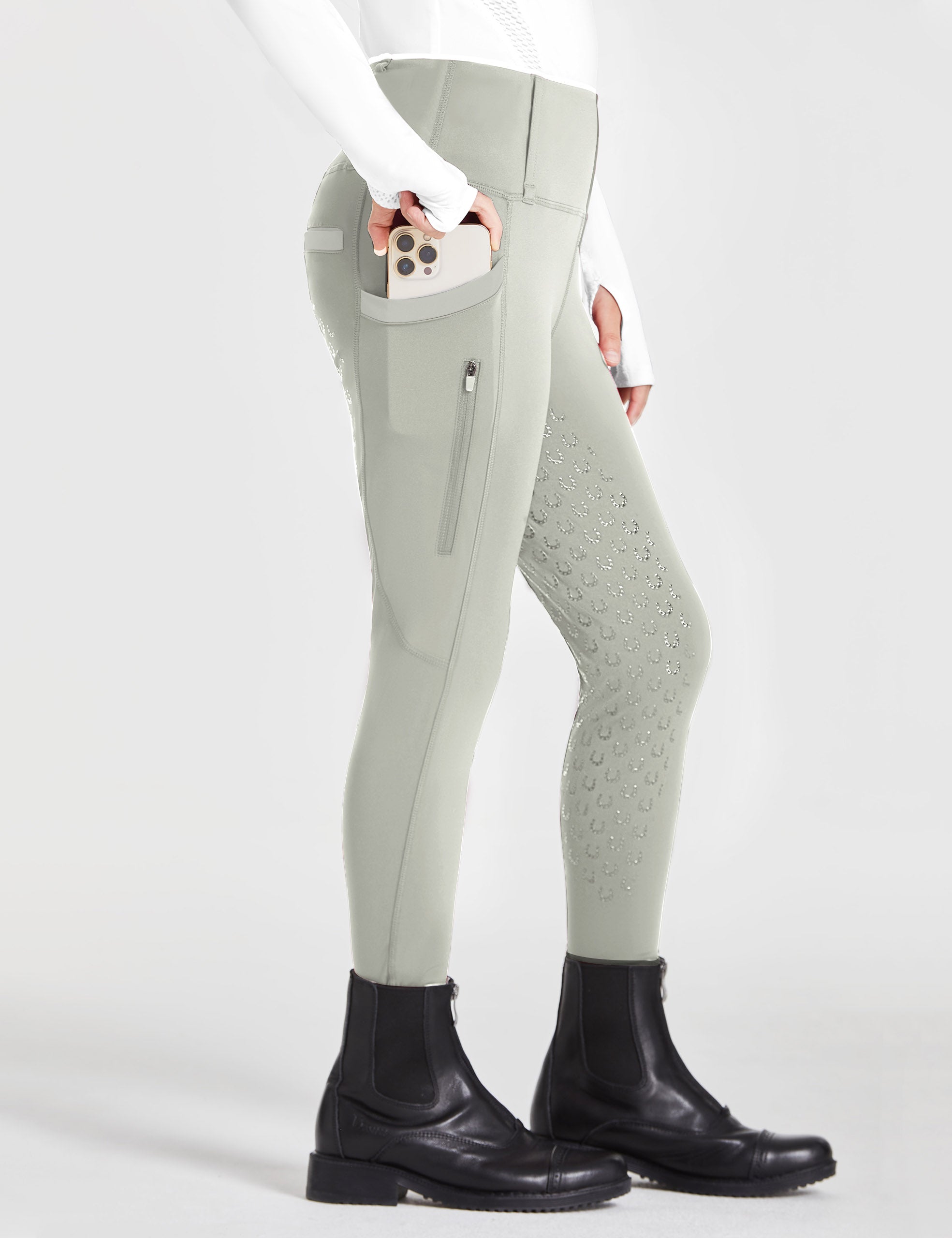 Pantalones de montar para niñas con cintura alta y bolsillos con cremallera