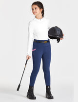 Pantalones de montar para niñas con cintura alta y bolsillos con cremallera