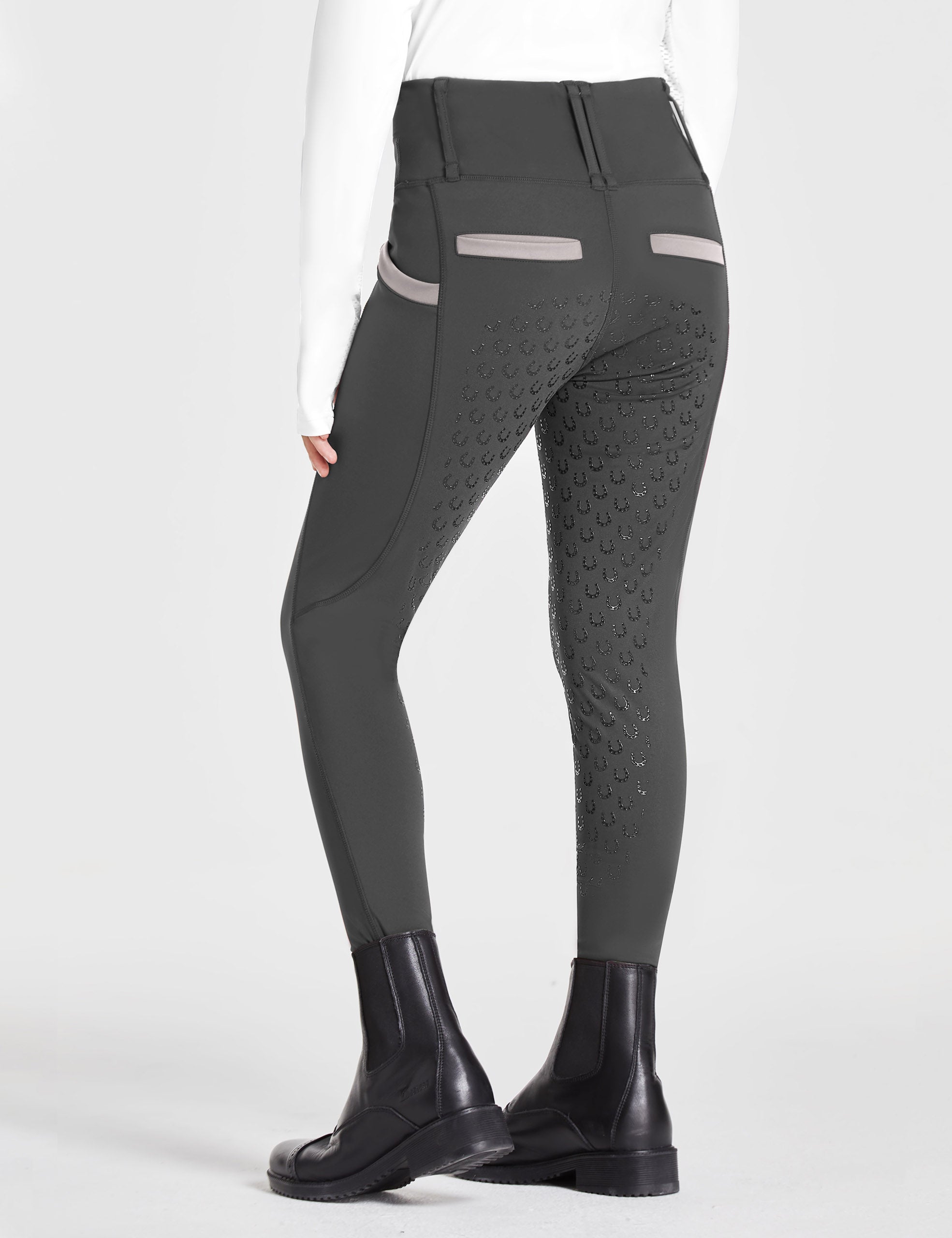 Pantalones de montar para niñas con cintura alta y bolsillos con cremallera