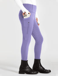 Reithose mit Vollbesatz für Mädchen, hohe Taille, Reißverschlusstaschen