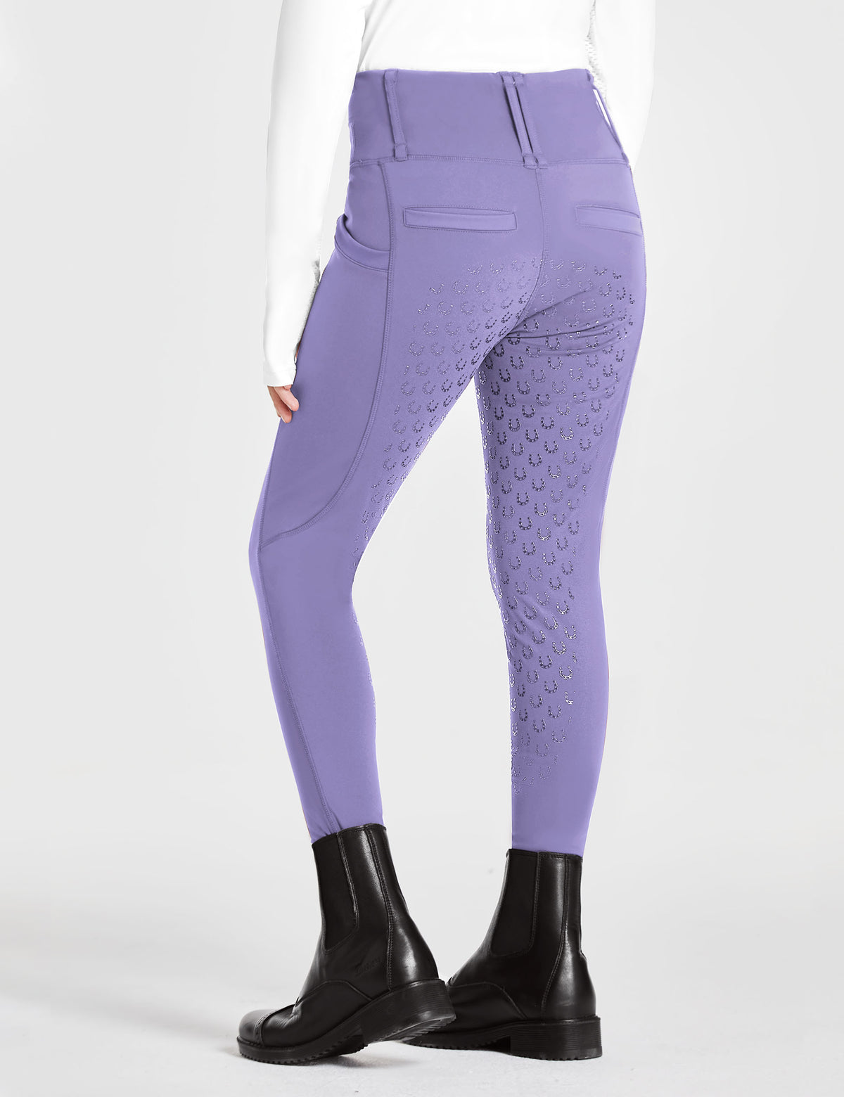 Reithose mit Vollbesatz für Mädchen, hohe Taille, Reißverschlusstaschen