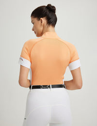 Women T-shirt Color-blocking Stand Collar