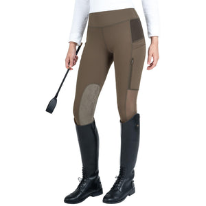 Women's Riding Tights with Zipper Pockets Knee-Patch Cooling Mesh Equestrian