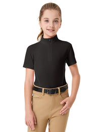 Mädchen-T-Shirts mit Mesh-Reißverschlusskragen