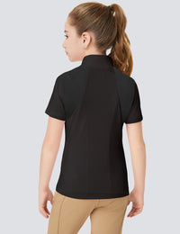 Mädchen-T-Shirts mit Mesh-Reißverschlusskragen