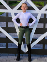 Girls Full Seat Breeches High Waist Zip Pockets