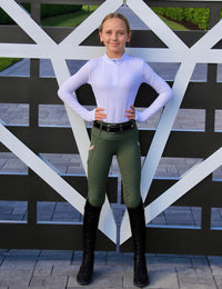 Girls Full Seat Breeches High Waist Zip Pockets