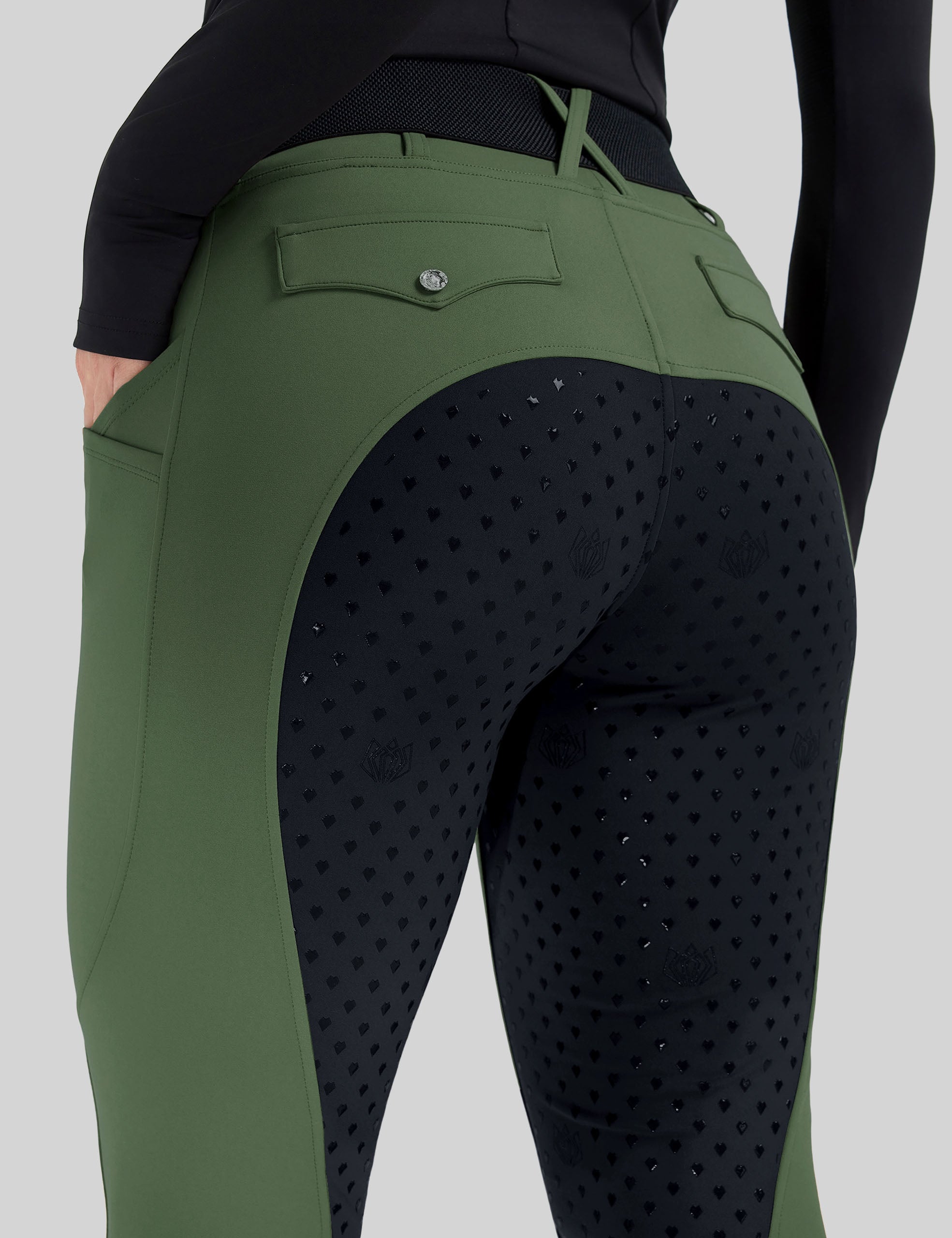 Women Full Seat Breeches Faux Back Pockets