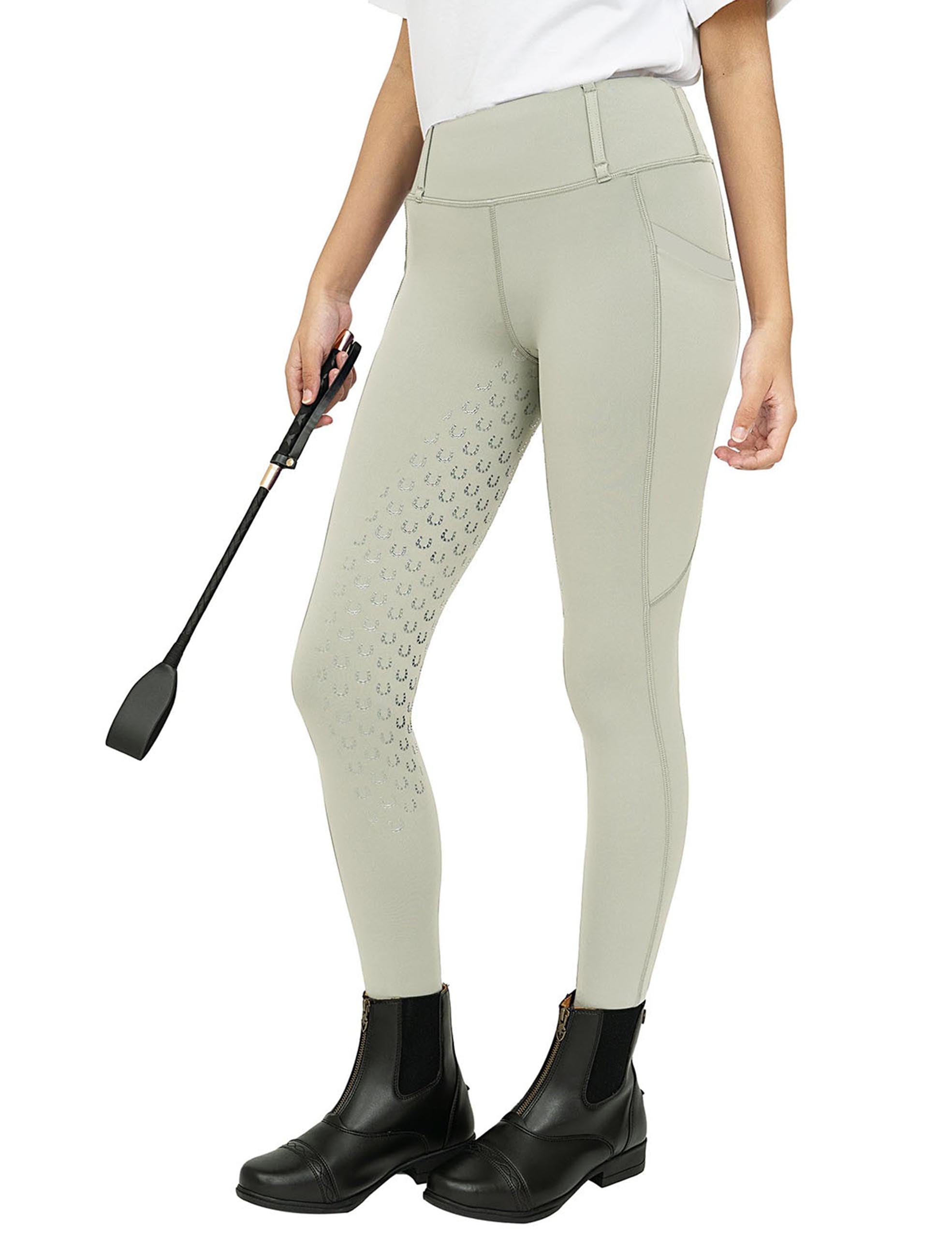 Girls Full Seat Breeches High Waist Zip Pockets