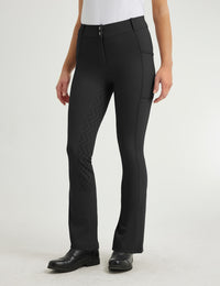 Women Full Seat Bootcut Riding Pants Button Waist