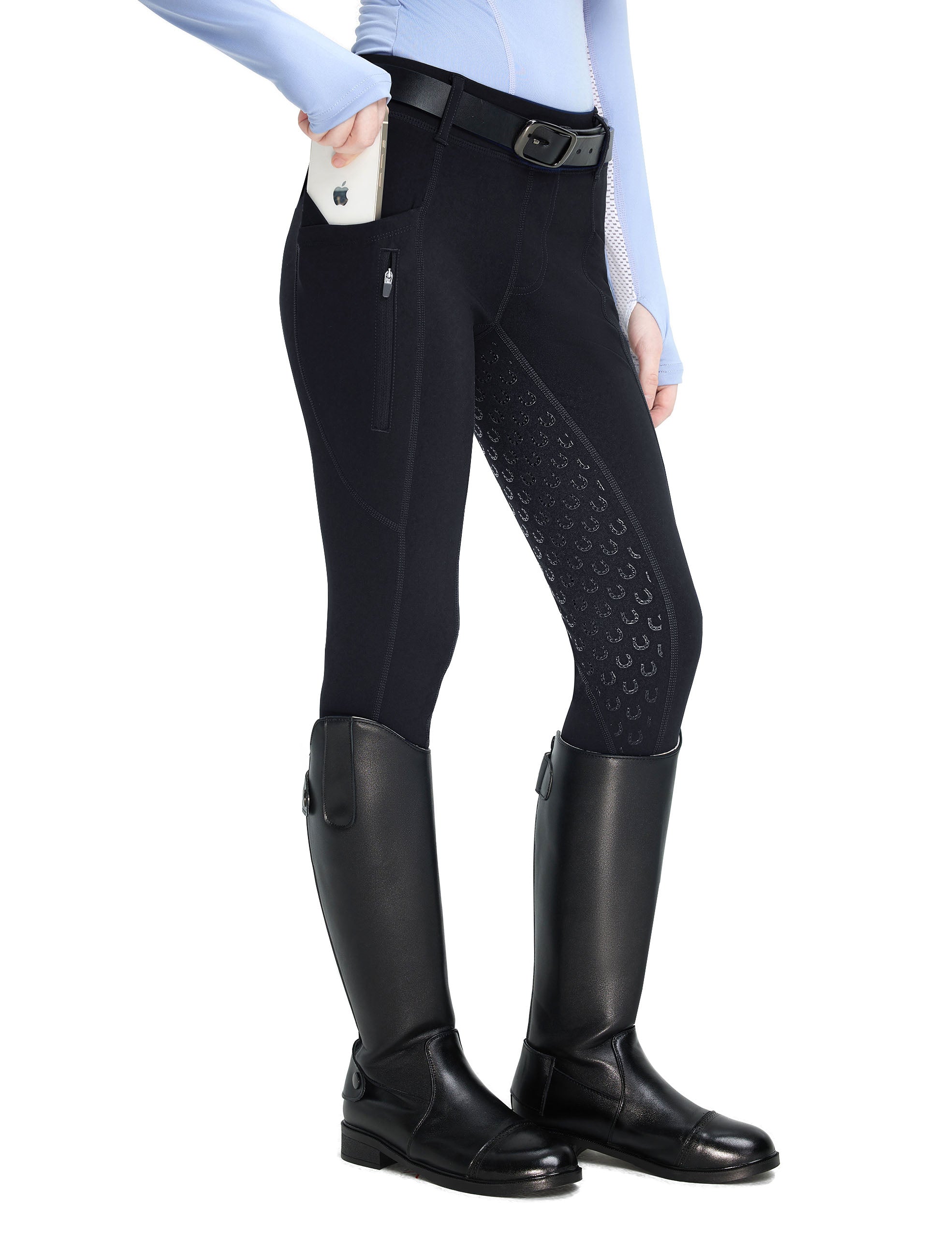 Girls Fleece Lined Full Seat Breeches Faux Back Pockets