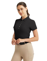 Women T-shirt Polo Collar with Buttons