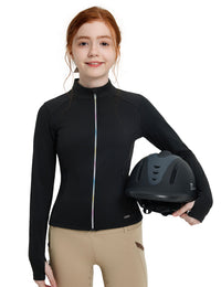 Girls Fleece Lined Horse Riding Jacket Stand Collar