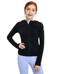 Girls Fleece Horse Riding Hoodie Jacket Zip Up