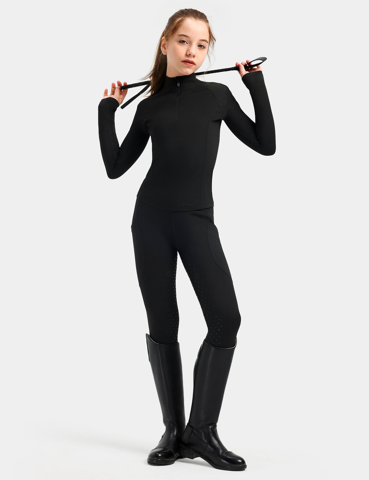 Girls Equestrian Outfit Shirt & Knee-Patch Breeches