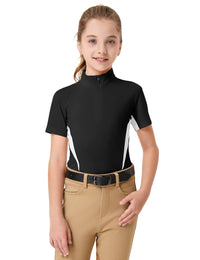 Girls T-shirt with Mesh Zip Collar