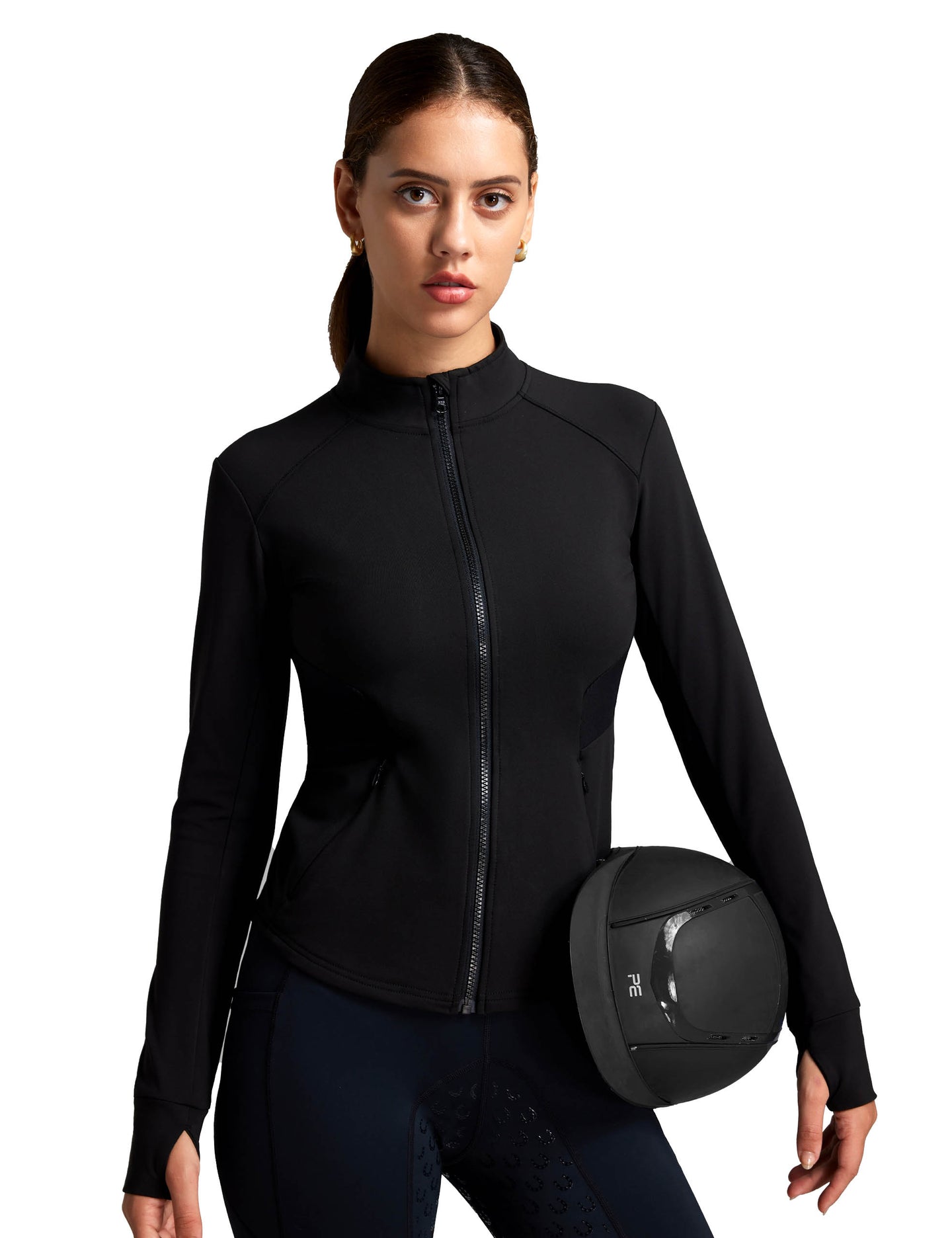Women Fleece Lined Horse Riding Jacket Stand Collar
