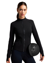 Women Fleece Lined Horse Riding Jacket Stand Collar