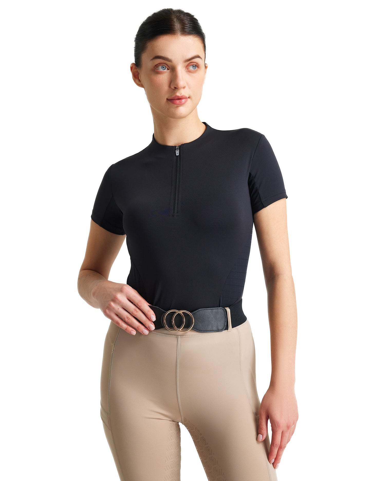 Women T-shirt Quarter Zip