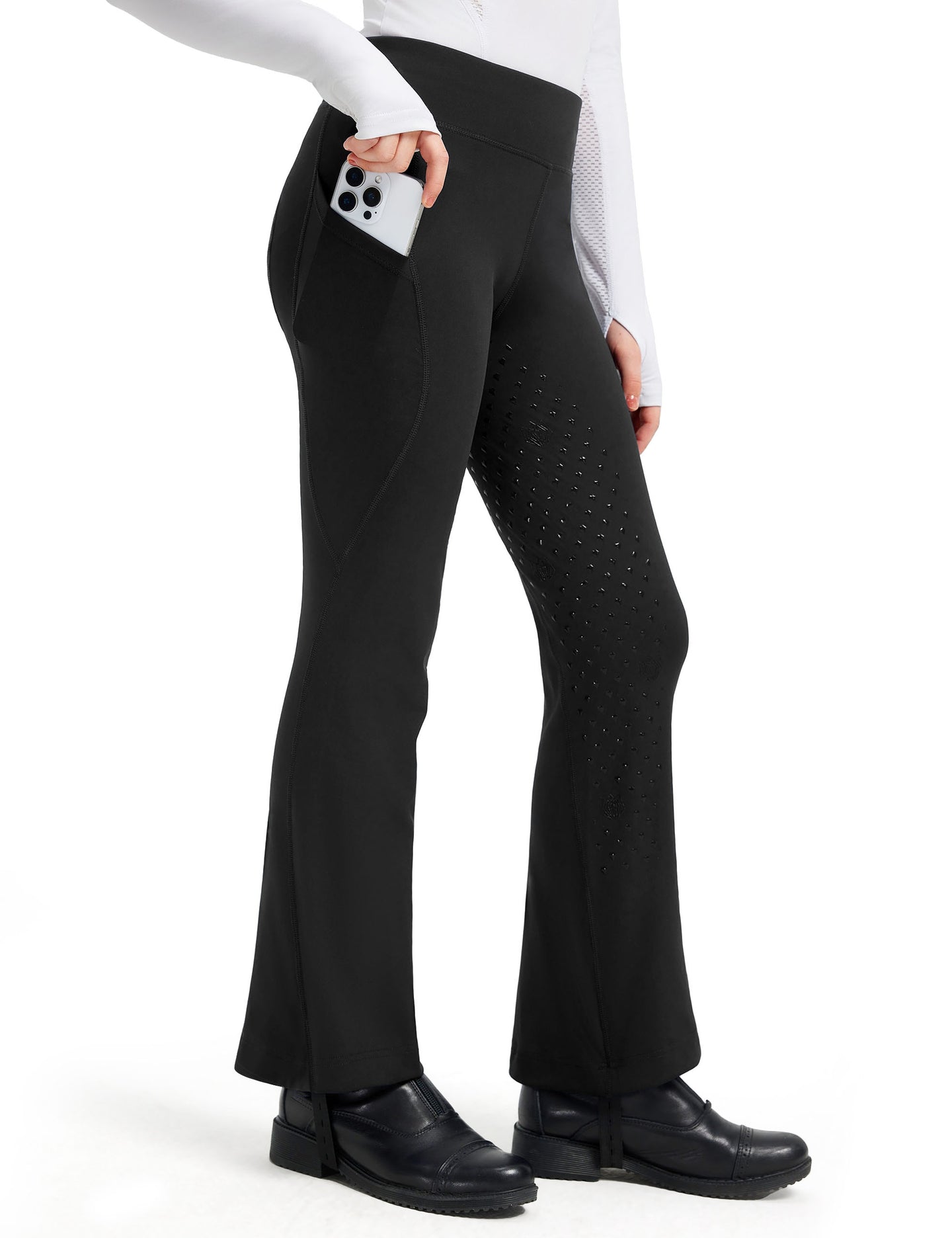 Girls Full Seat Bootcut Riding Pants High Waisted