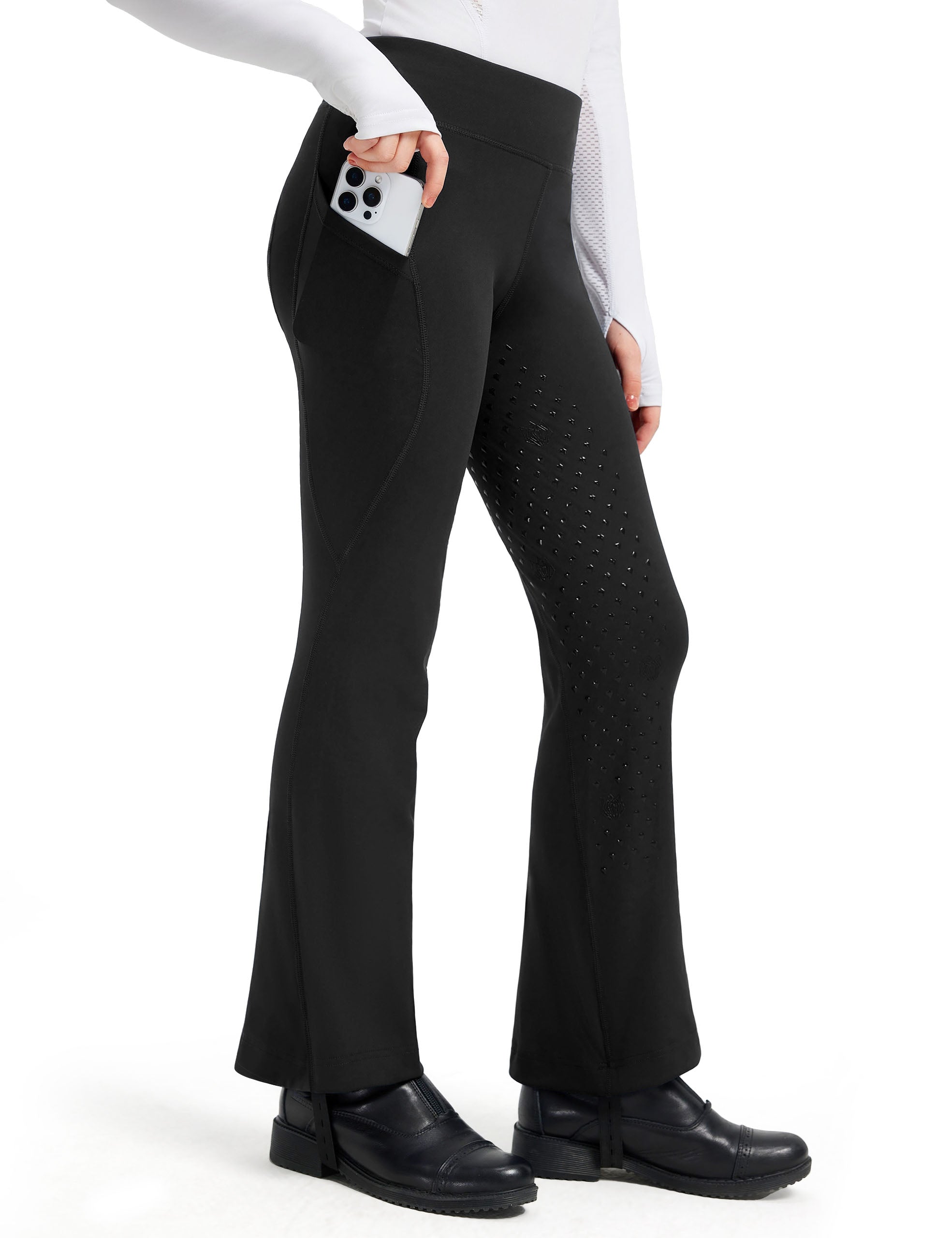 Girls Full Seat Bootcut Riding Pants High Waisted