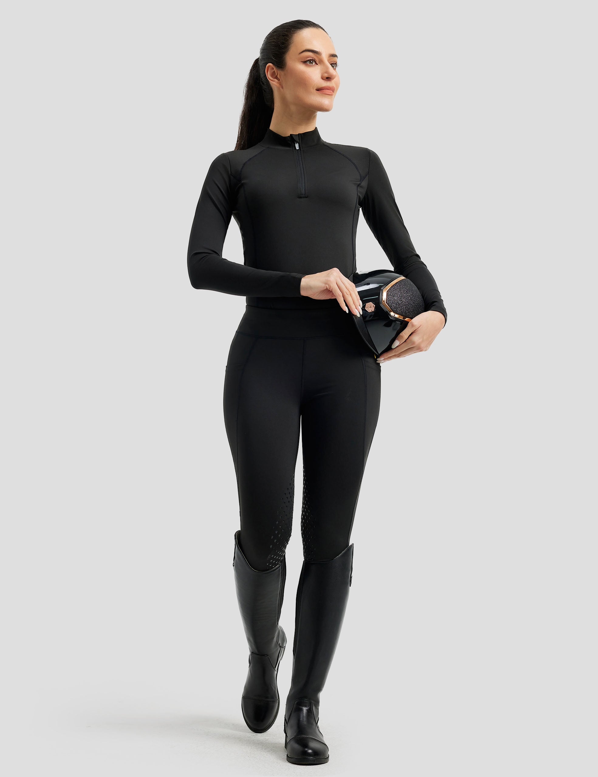 Women Equestrian Outfit Shirt & Knee-Patch Breeches