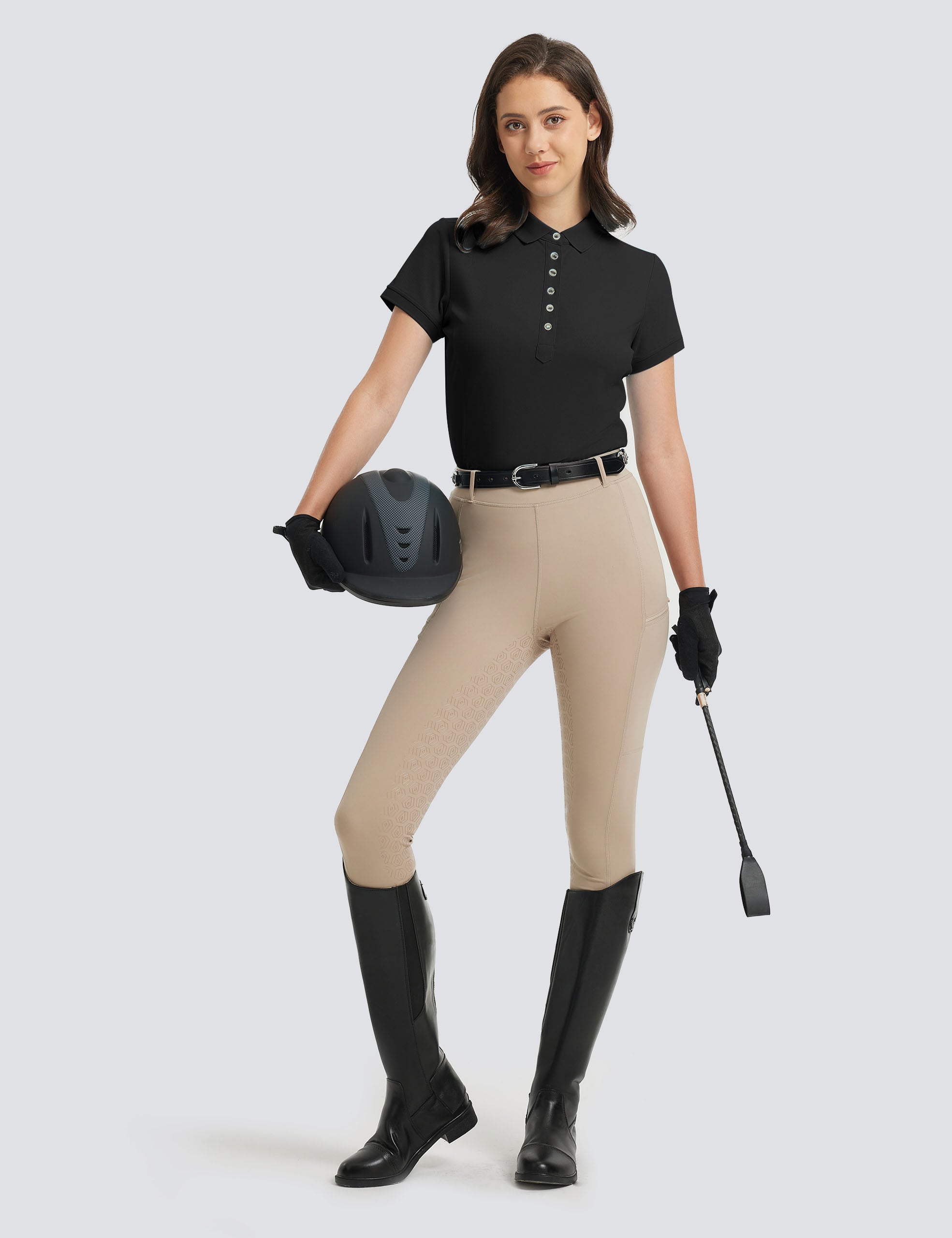 Women T-shirt Polo Collar with Buttons