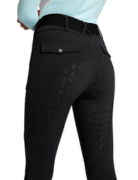 Women Fleece Lined Full Seat Breeches Faux Back Pockets