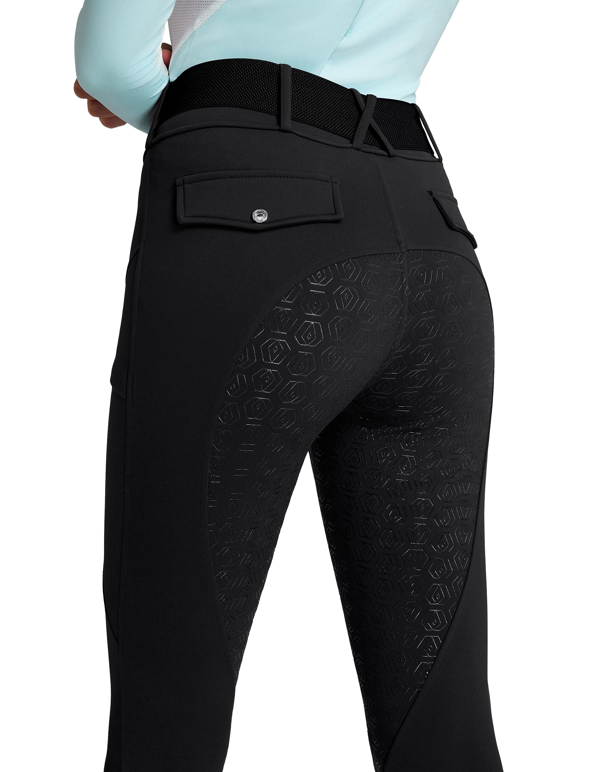 Women Fleece Lined Full Seat Breeches Faux Back Pockets