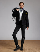 Women Fleece Lined Full Seat Breeches Faux Back Pockets