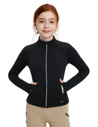 Girls Fleece Lined Horse Riding Jacket Stand Collar