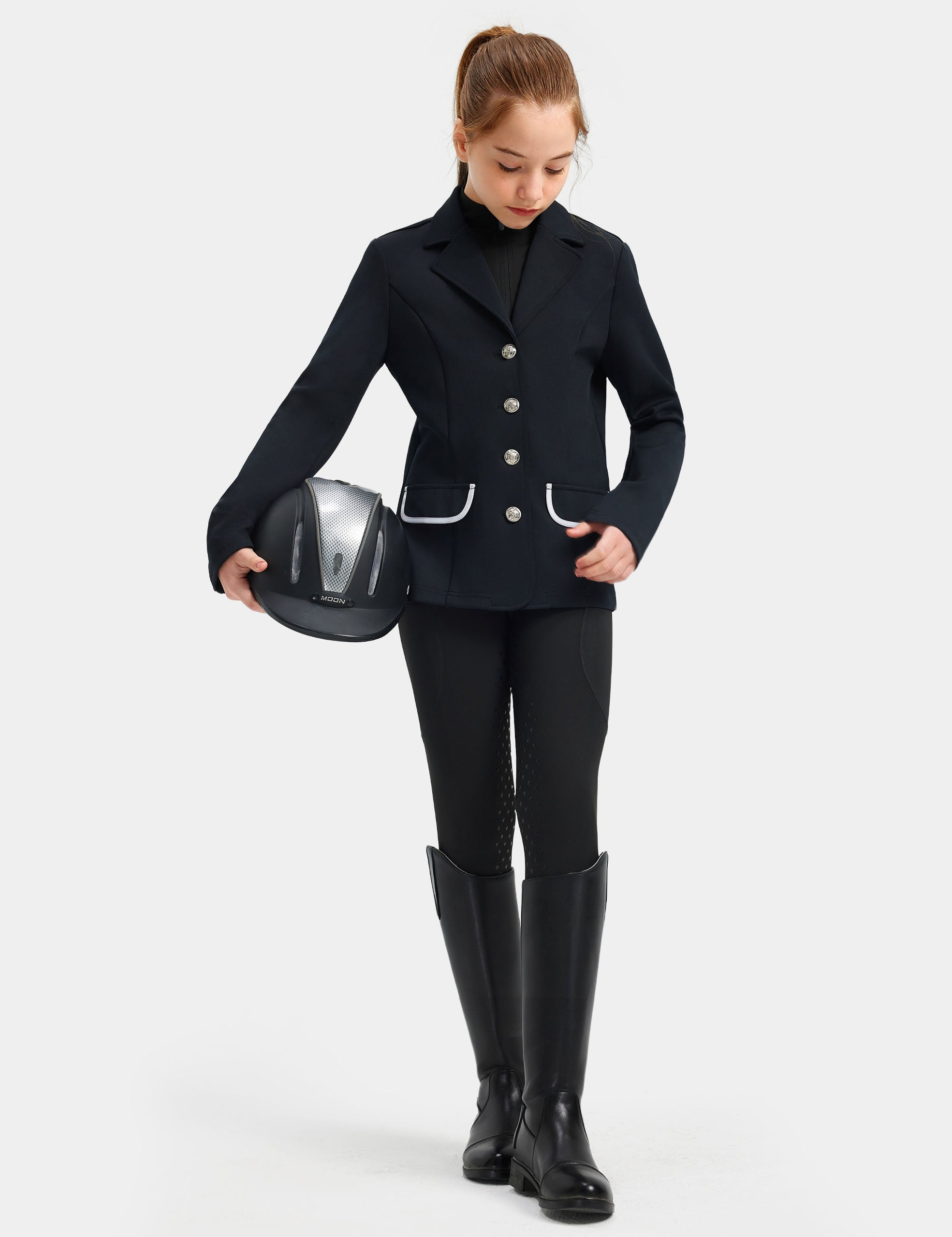 Girls Equestrian Outfit Shirt & Knee-Patch Breeches