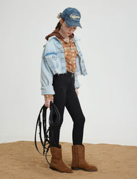 Girls Fleece Lined Full Seat Breeches Faux Back Pockets