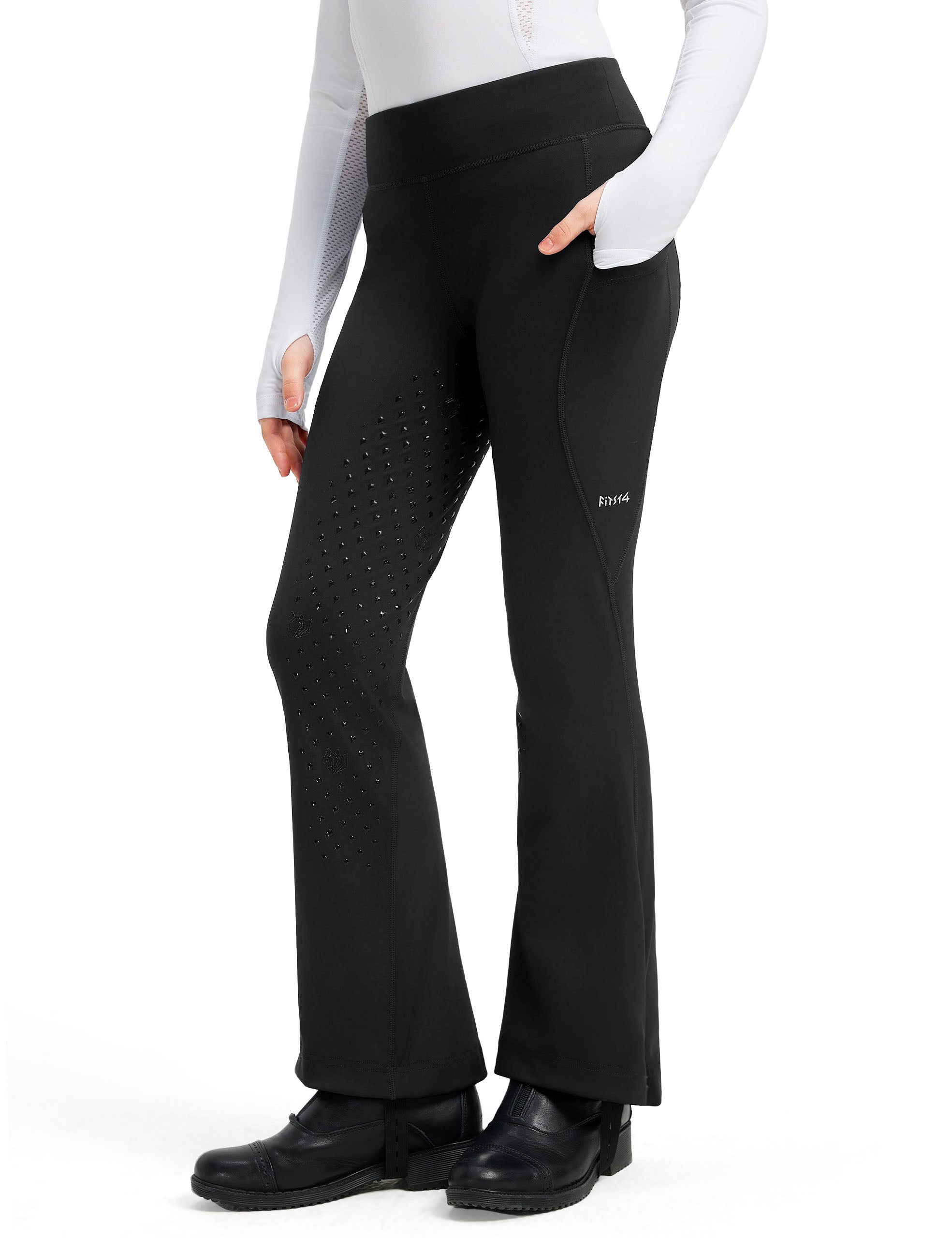 Girls Full Seat Bootcut Riding Pants High Waisted