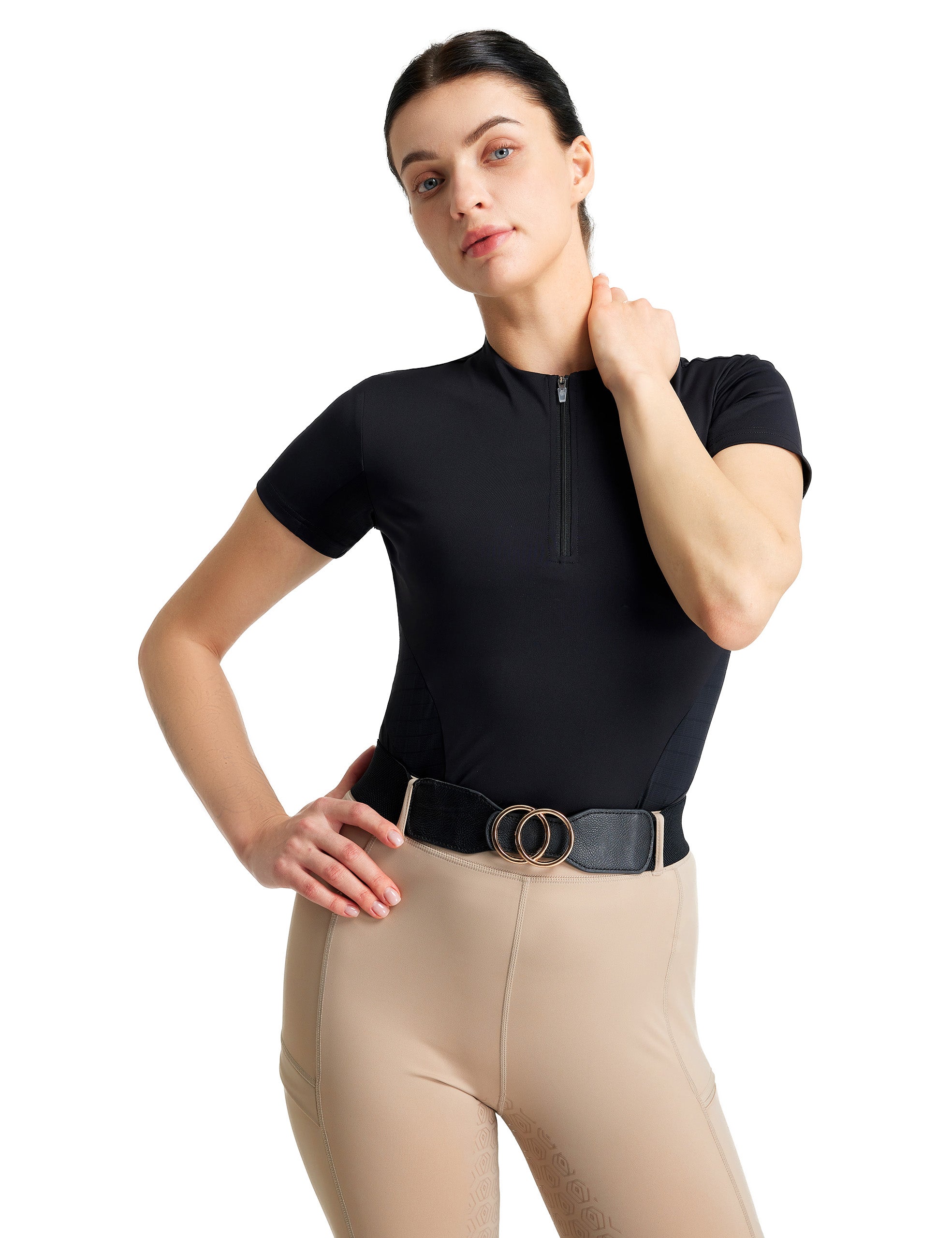 Women T-shirt Quarter Zip