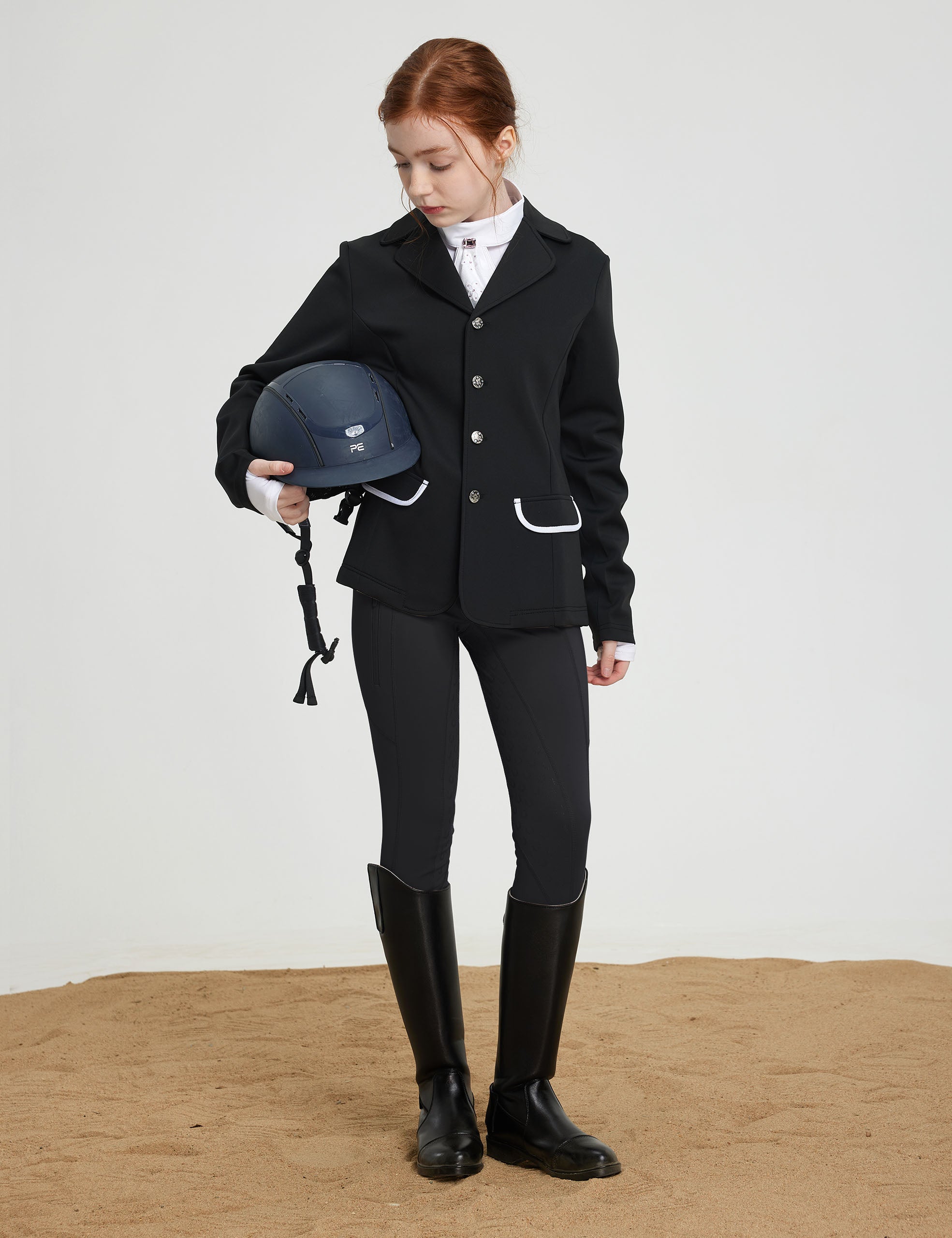 Girls Fleece Lined Full Seat Breeches Faux Back Pockets