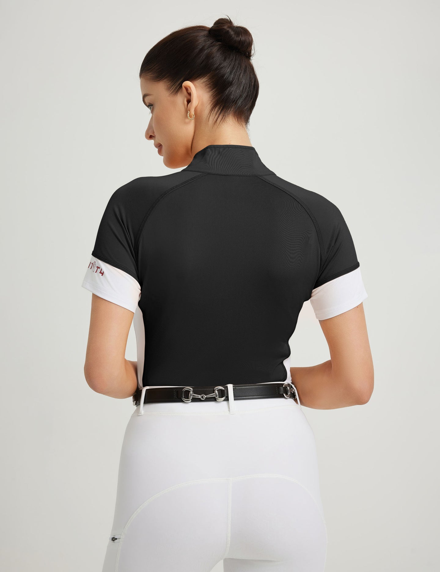 Women T-shirt Color-blocking Stand Collar